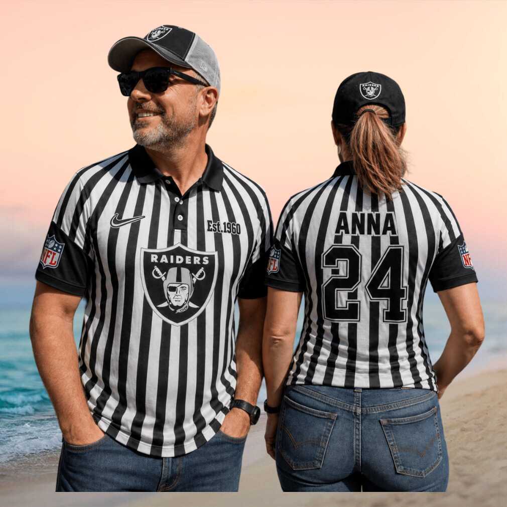 Las Vegas Raiders Custom Name Number Referee Stripe Est 1960 Football Fans Men Women Shirt