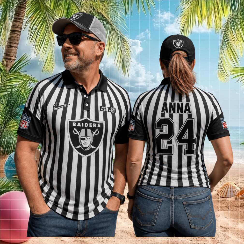 Las Vegas Raiders Custom Name Number Referee Stripe Est 1960 Football Fans Men Women Shirt