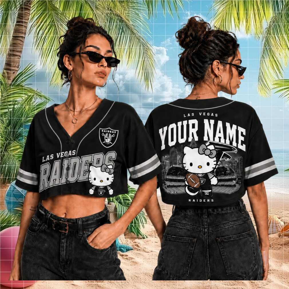 Las Vegas Raiders Hello Kitty Football Mascot Custom Name Baseball Shirt