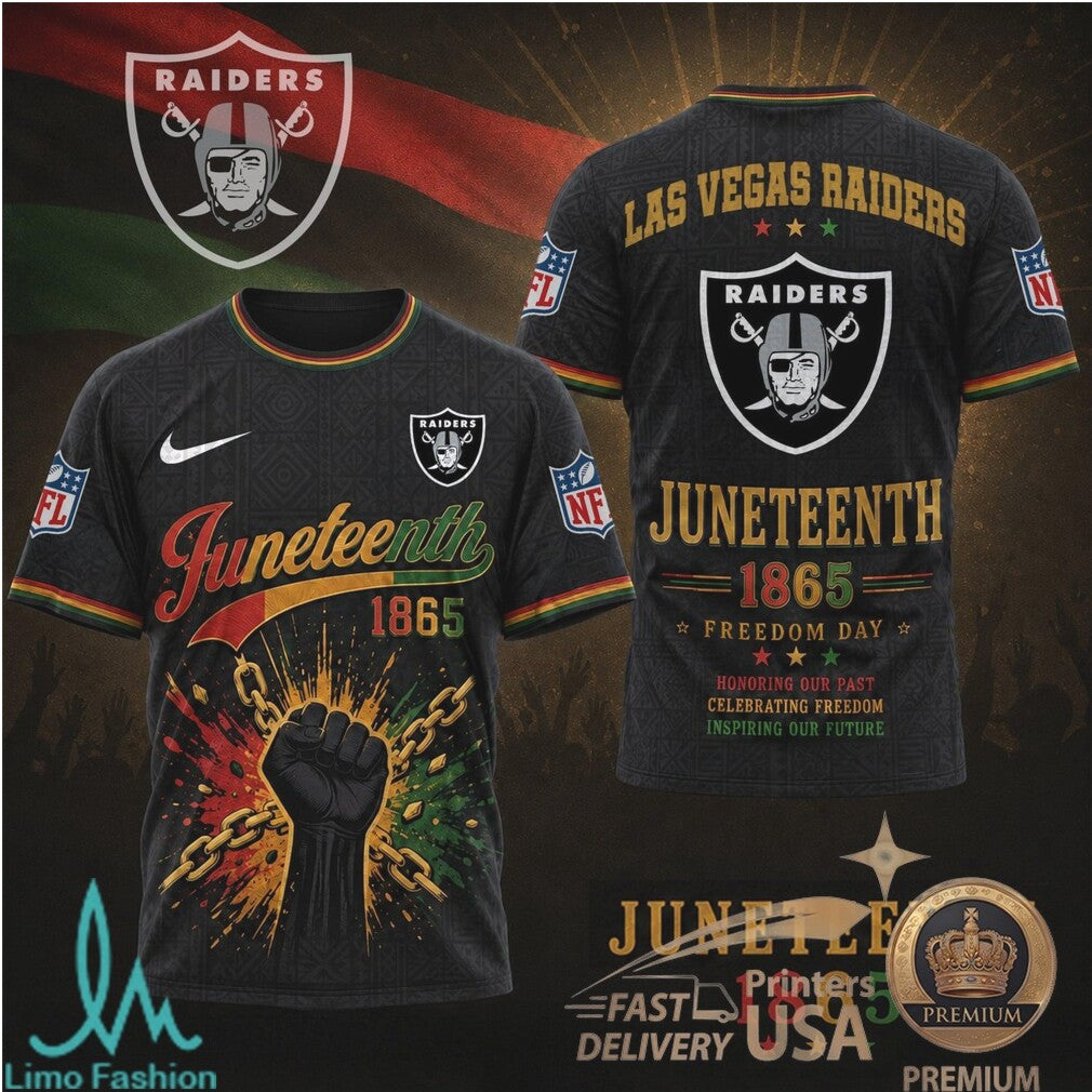 Las Vegas Raiders Juneteenth 1865 Freedom Day Black History T Shirt - Limotees LLC