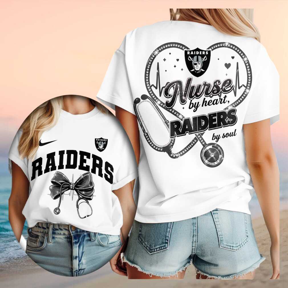 Las Vegas Raiders Nurse By Heart Soul Stethoscope Graphic Shirt