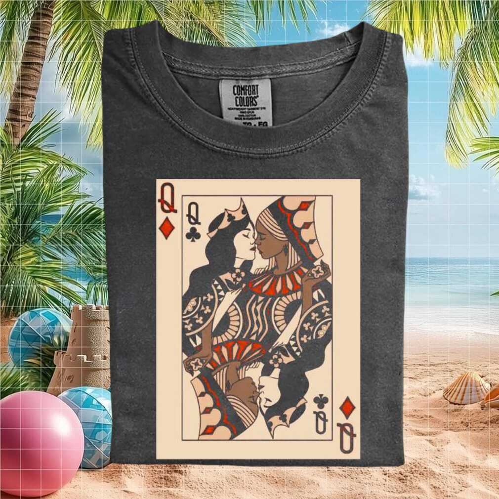 Lesbian Queen of Hearts Playing Card Romantic Pride Graphic T Shirt - Limotees LLC