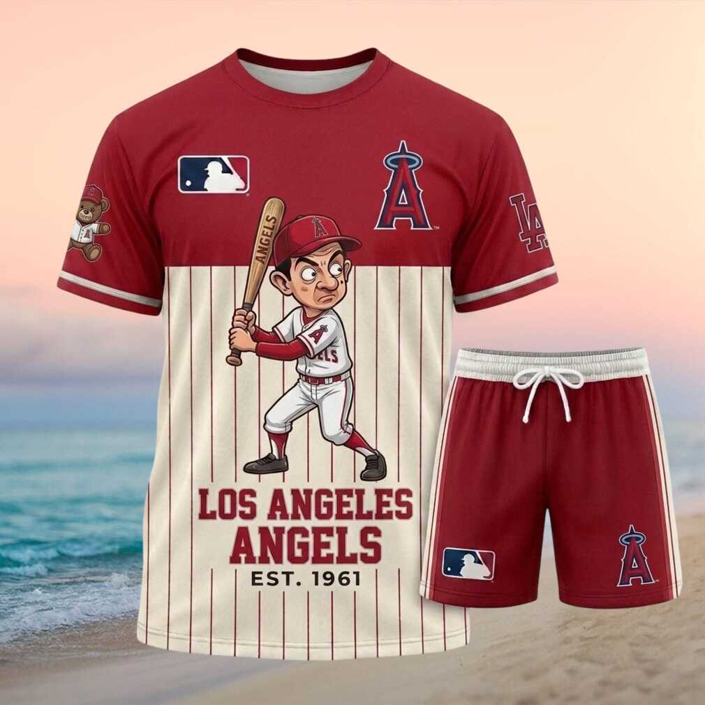 Los Angeles Angels Mr Bean Mascot Baseball Shorts Shirt