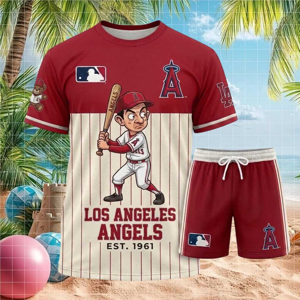 Los Angeles Angels Mr Bean Mascot Baseball Shorts Shirt