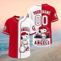 Los Angeles Angels Snoopy Mascot City Skyline Baseball Jersey