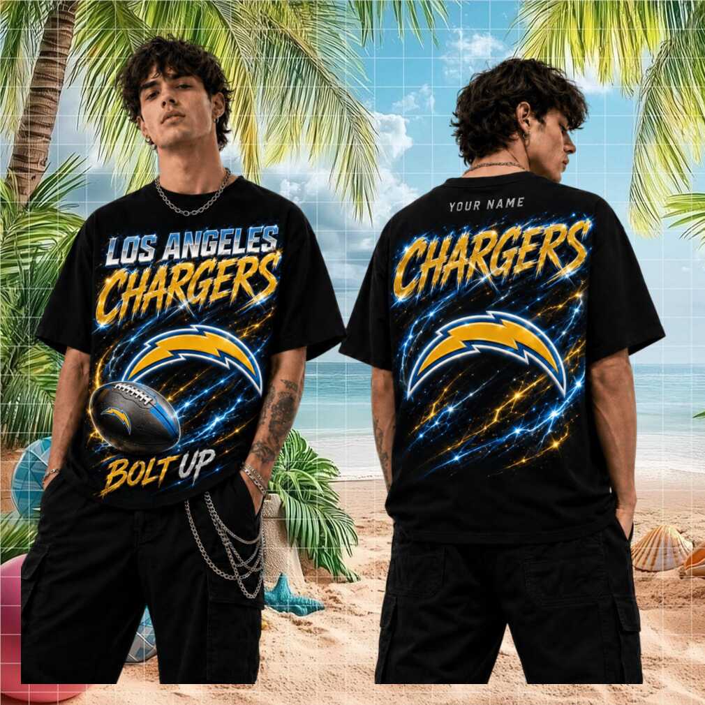 Los Angeles Chargers Bolt Up Football Fans Retro Vintage Personalized Name Men Women Shirt - Limotees LLC