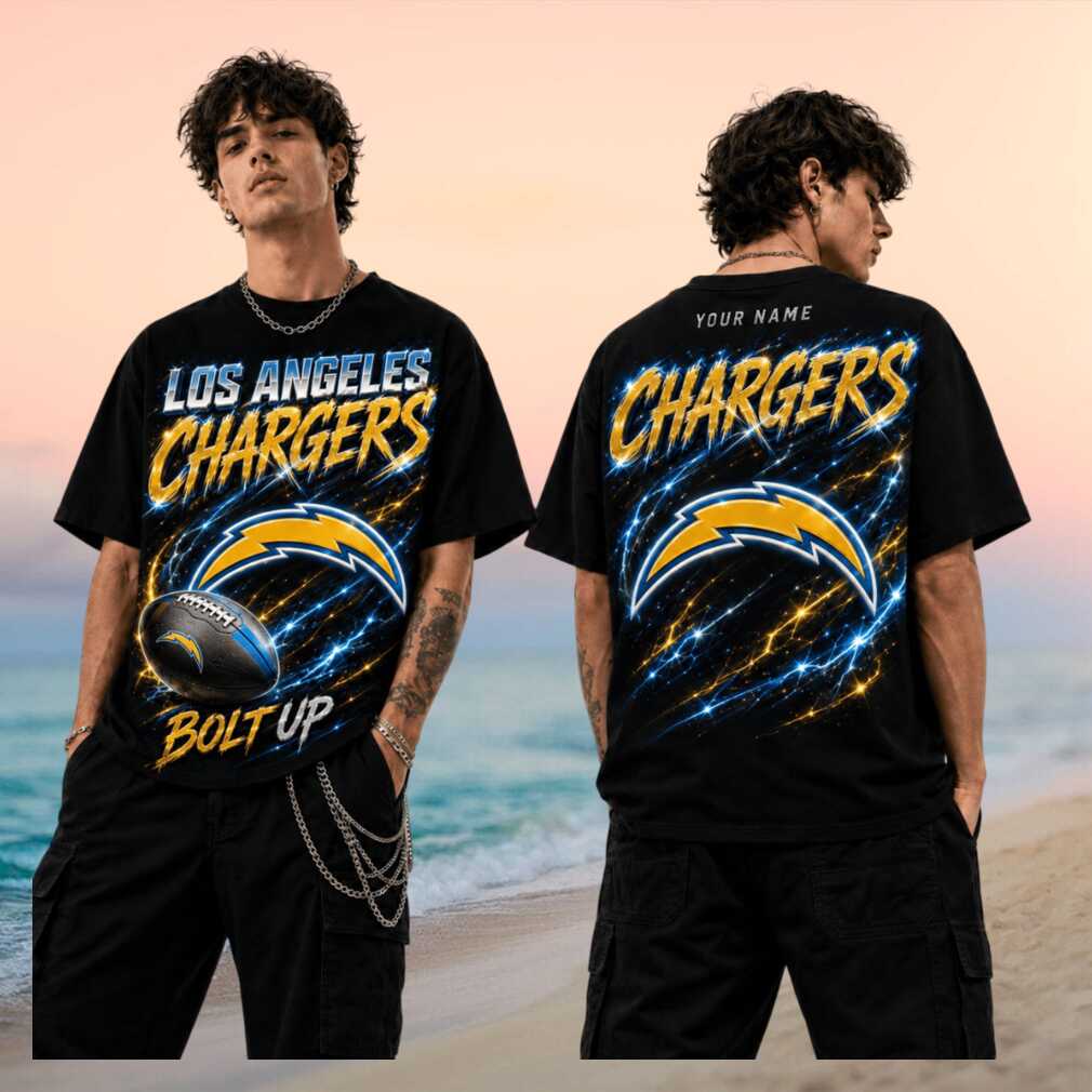 Los Angeles Chargers Bolt Up Football Fans Retro Vintage Personalized Name Men Women Shirt - Limotees LLC