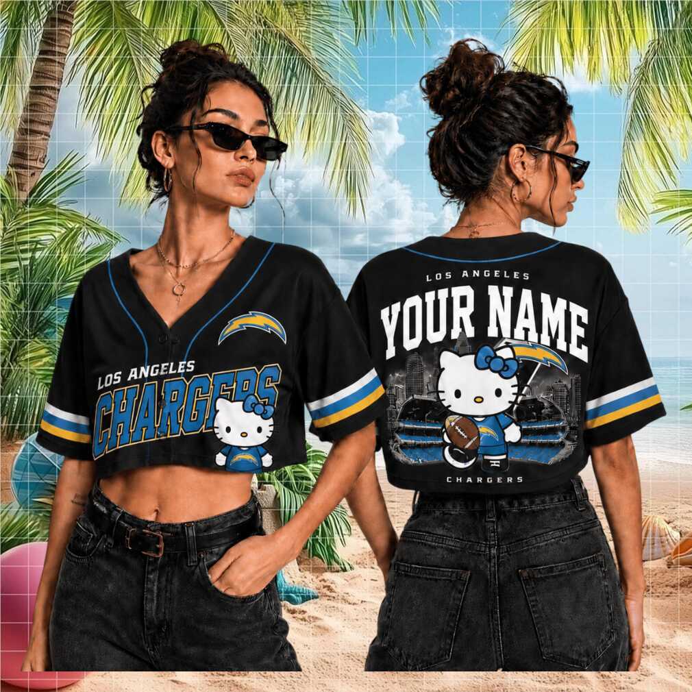 Los Angeles Chargers Hello Kitty Stadium Mascot Custom Name Baseball Shirt