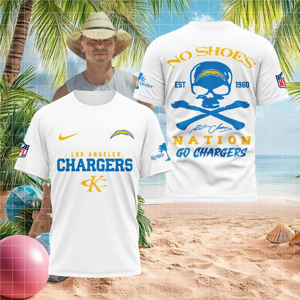 Los Angeles Chargers Skull No Shoes Nation Kenny Chesney Football Shirt - Limotees LLC