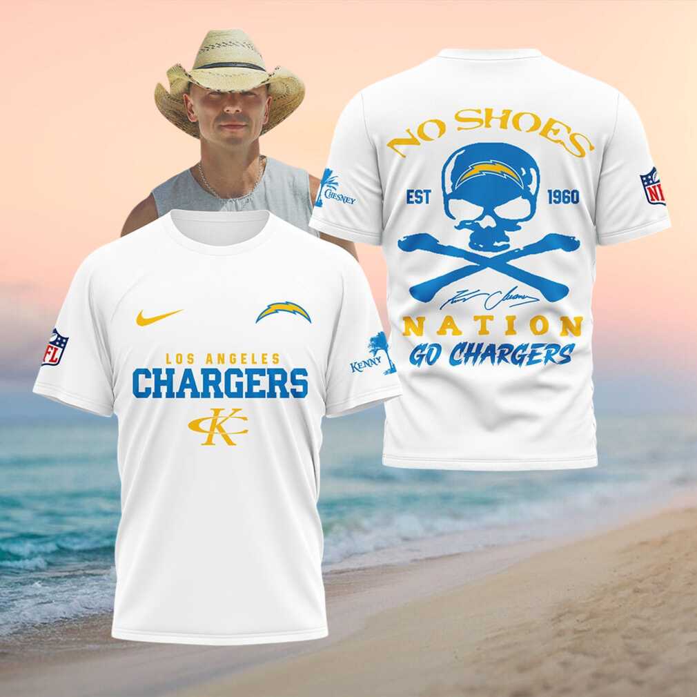 Los Angeles Chargers Skull No Shoes Nation Kenny Chesney Football Shirt - Limotees LLC