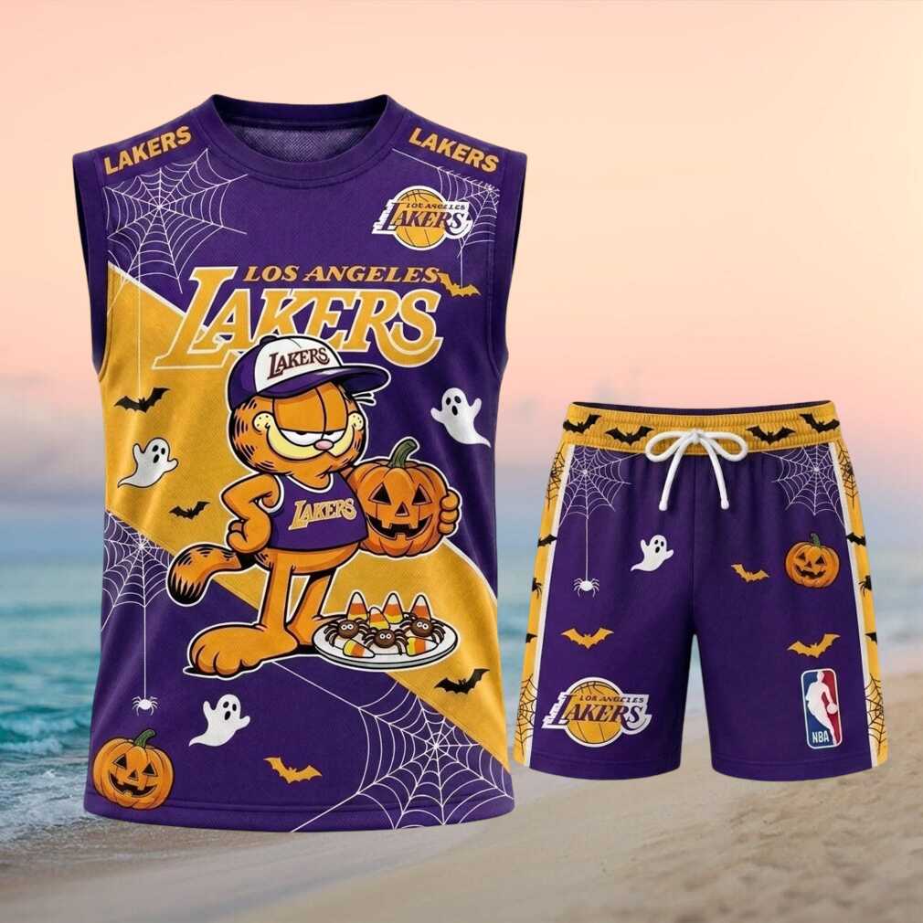 Los Angeles Lakers Garfield Halloween Spooky Basketball Shirt