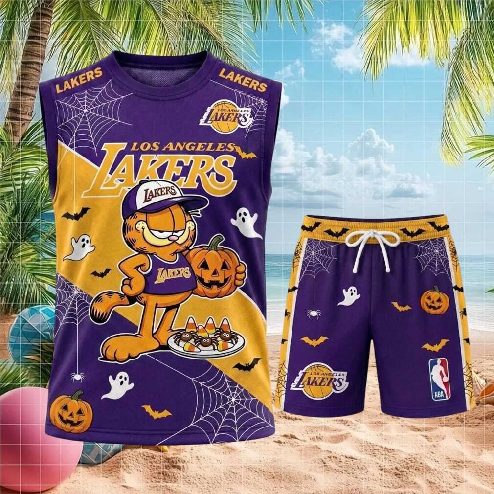 Los Angeles Lakers Garfield Halloween Spooky Basketball Shirt