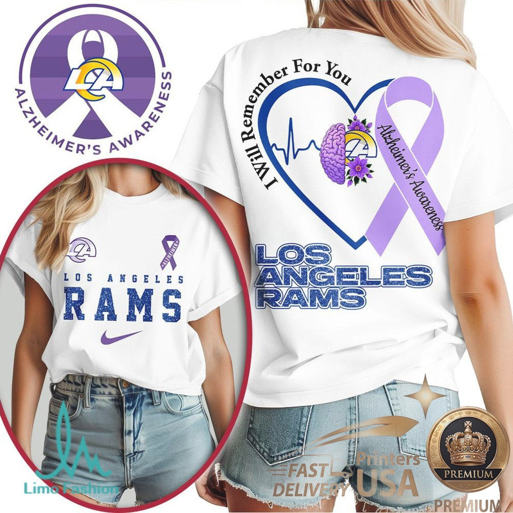 Los Angeles Rams Alzheimer's Awareness I Will Remember For You T Shirt - Limotees LLC