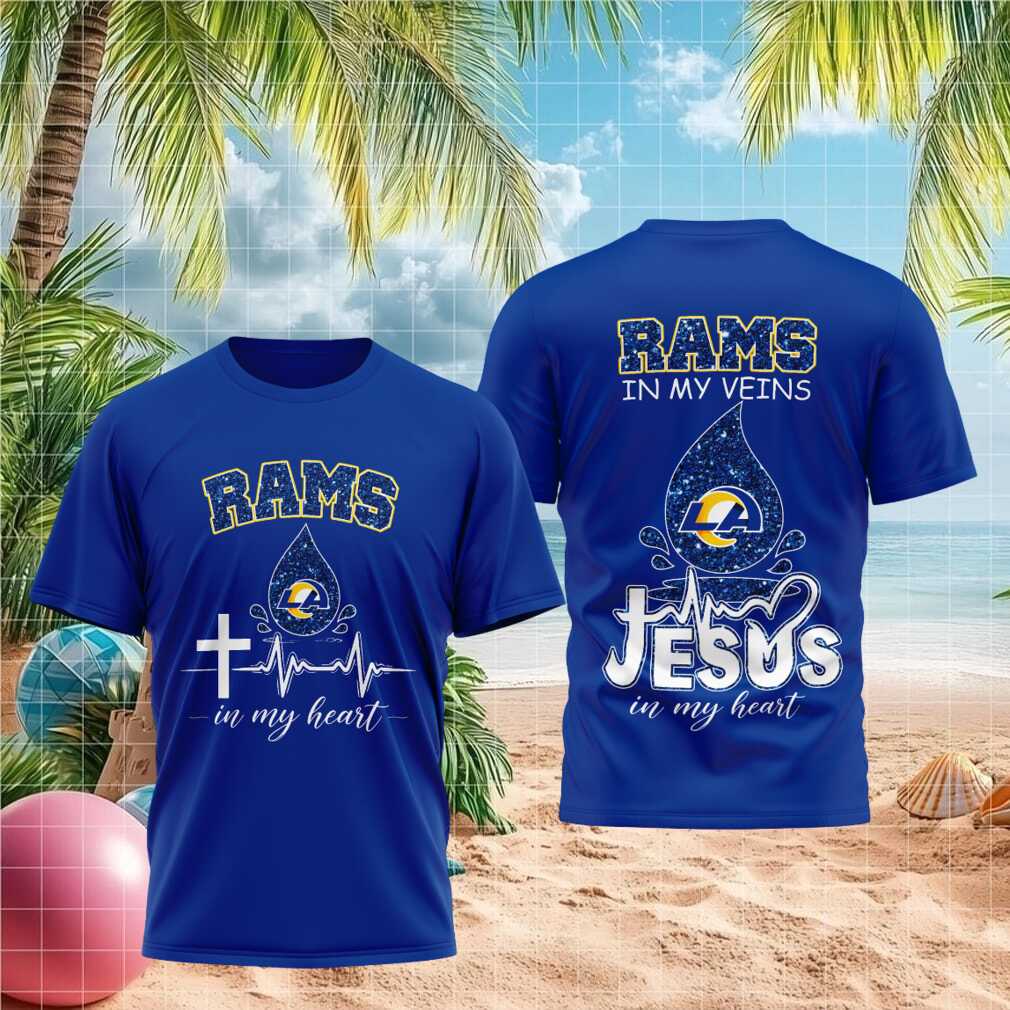 Los Angeles Rams Cross Jesus Heartbeat Faith Shirt - Limotees LLC