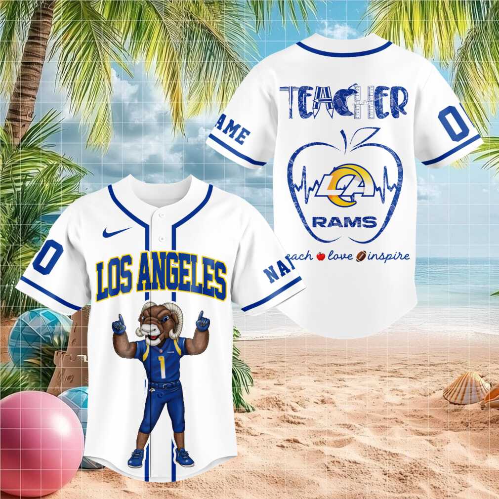 Los Angeles Rams Mascot Ram Teacher Heartbeat Baseball Shirt
