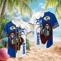 Los Angeles Rams Skeleton Grateful Roses Baseball Shirt - Limotees LLC