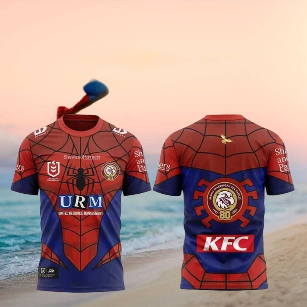 Manly Sea Eagles Spider Man Superhero NRL Rugby Shirt