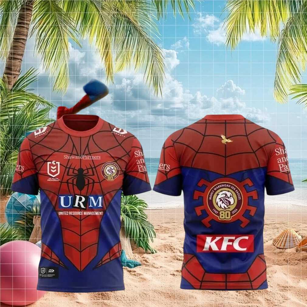 Manly Sea Eagles Spider Man Superhero NRL Rugby Shirt