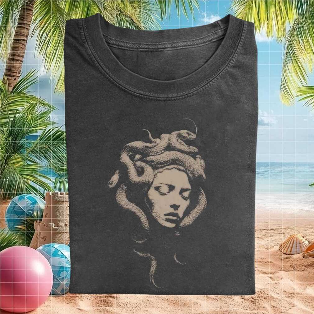 Medusa Greek Mythology Gorgon Serpent Monster Statue Retro Ancient History Shirt - Limotees LLC