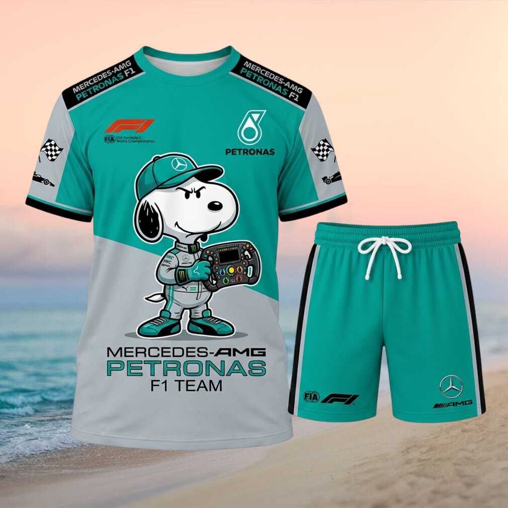 Mercedes AMG Petronas F1 Snoopy Driver Steering Wheel T Shirt
