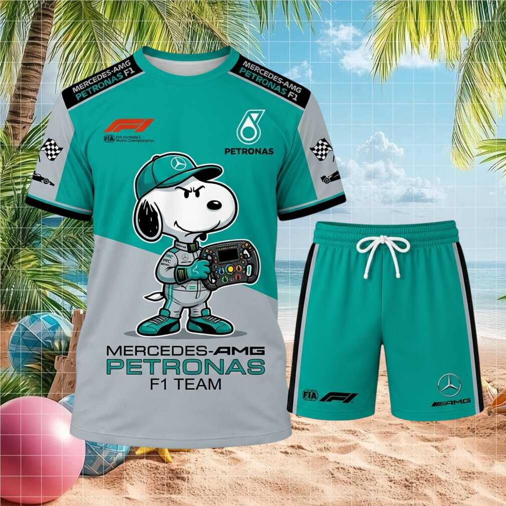Mercedes AMG Petronas F1 Snoopy Driver Steering Wheel T Shirt