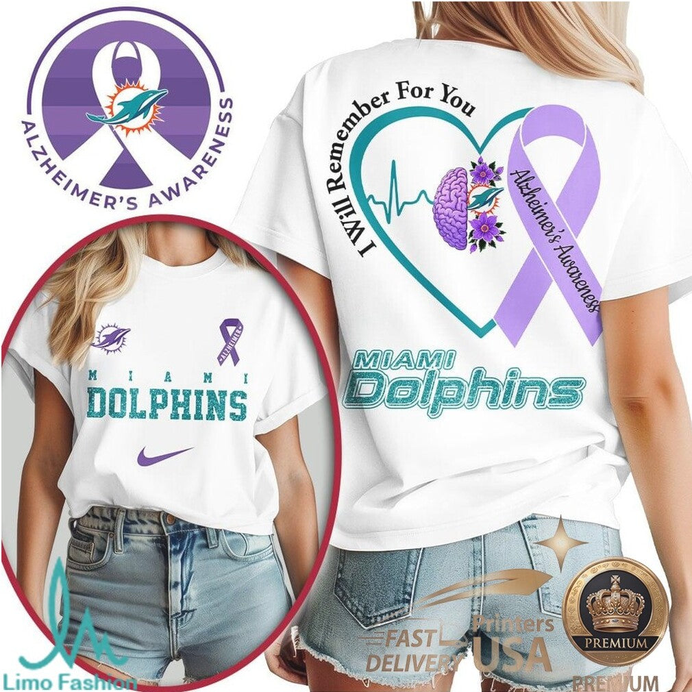 Miami Dolphins Alzheimer's Awareness I Will Remember For You T Shirt - Limotees LLC