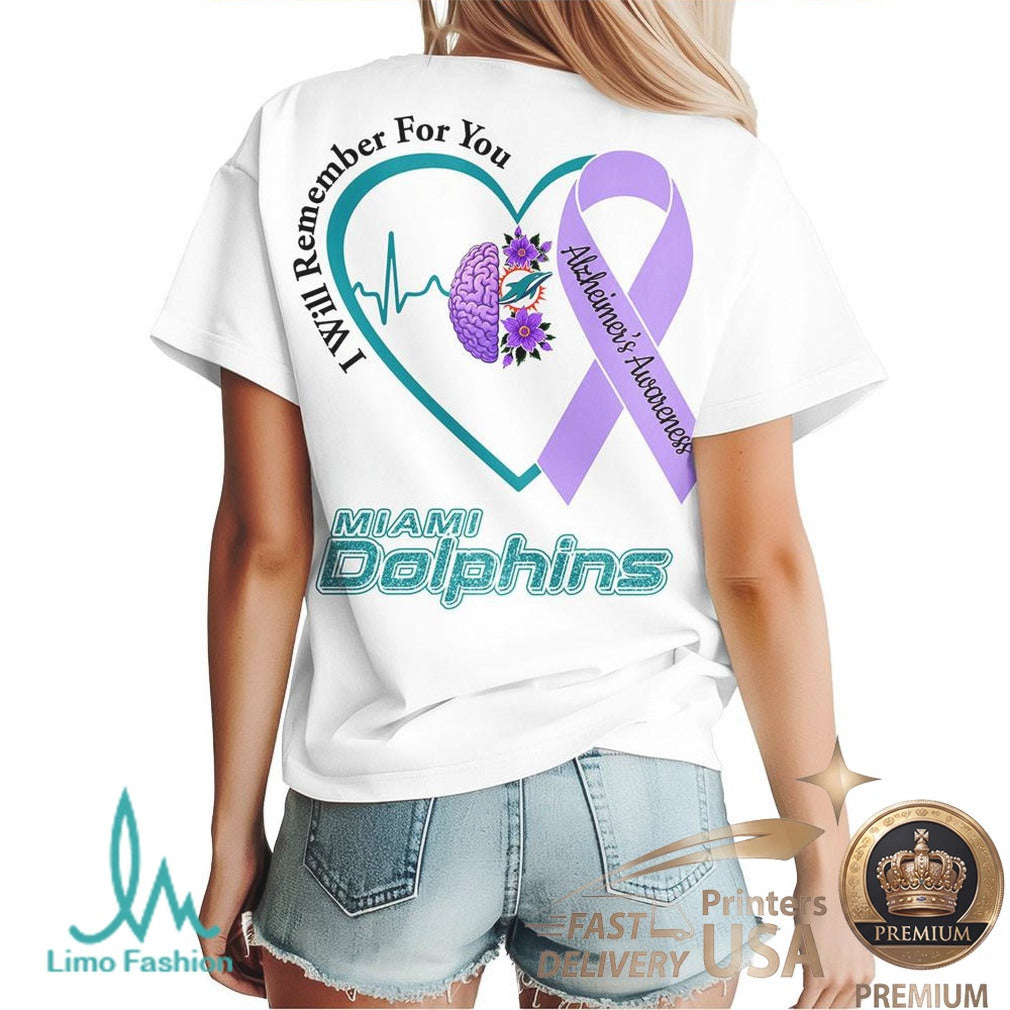 Miami Dolphins Alzheimer's Awareness I Will Remember For You T Shirt - Limotees LLC