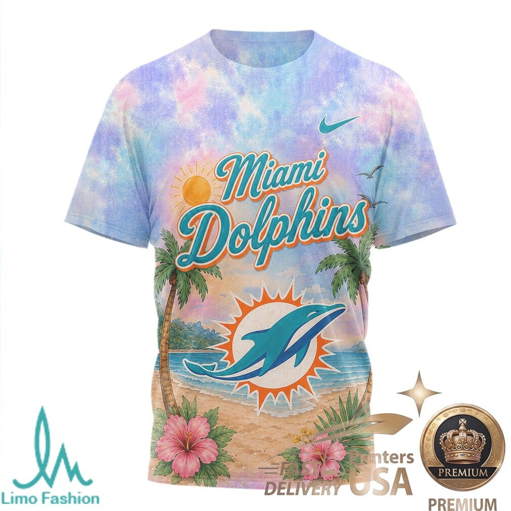 Miami Dolphins Beach Tropical Parrot Summer Men's T Shirt - Limotees LLC