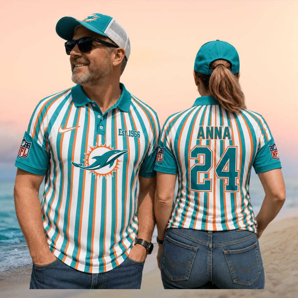 Miami Dolphins Custom Name Number Referee Stripe Est 1966 Football Fans Men Women Shirt