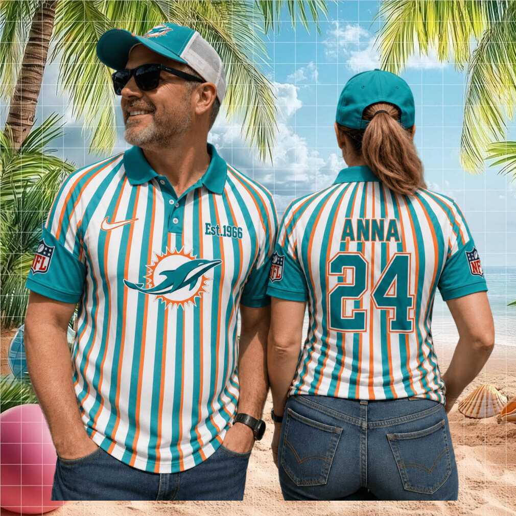 Miami Dolphins Custom Name Number Referee Stripe Est 1966 Football Fans Men Women Shirt