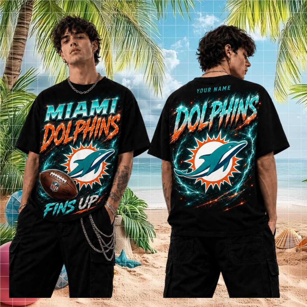Miami Dolphins Fins Up Football Fans Retro Vintage Personalized Name Men Women Shirt - Limotees LLC