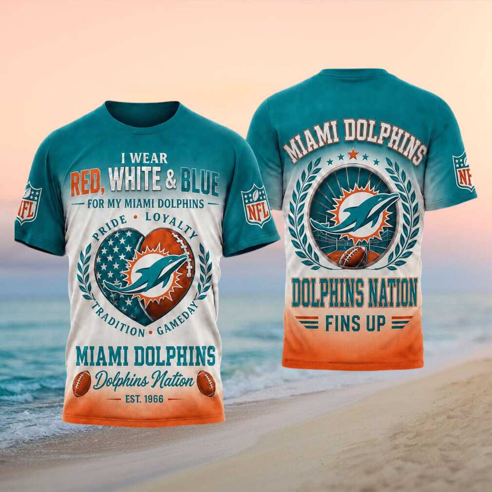 Miami Dolphins Football Heart American Flag Pride Shirt