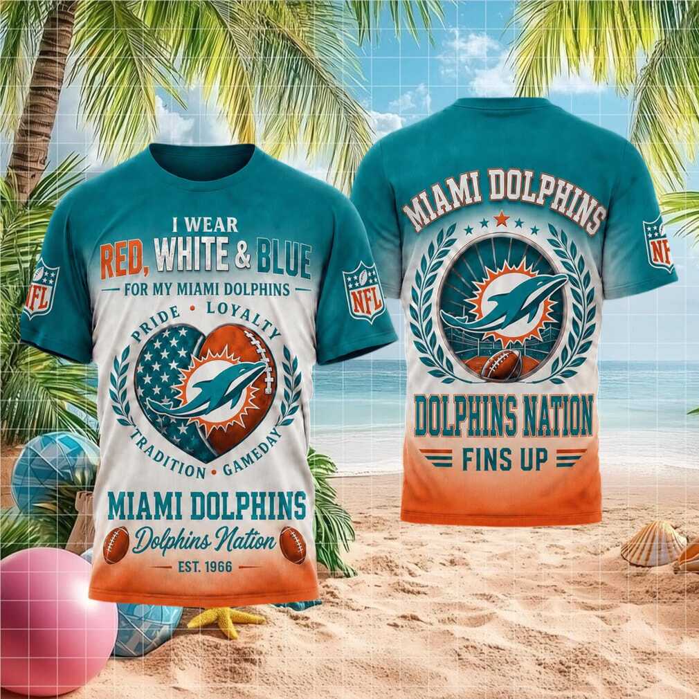 Miami Dolphins Football Heart American Flag Pride Shirt