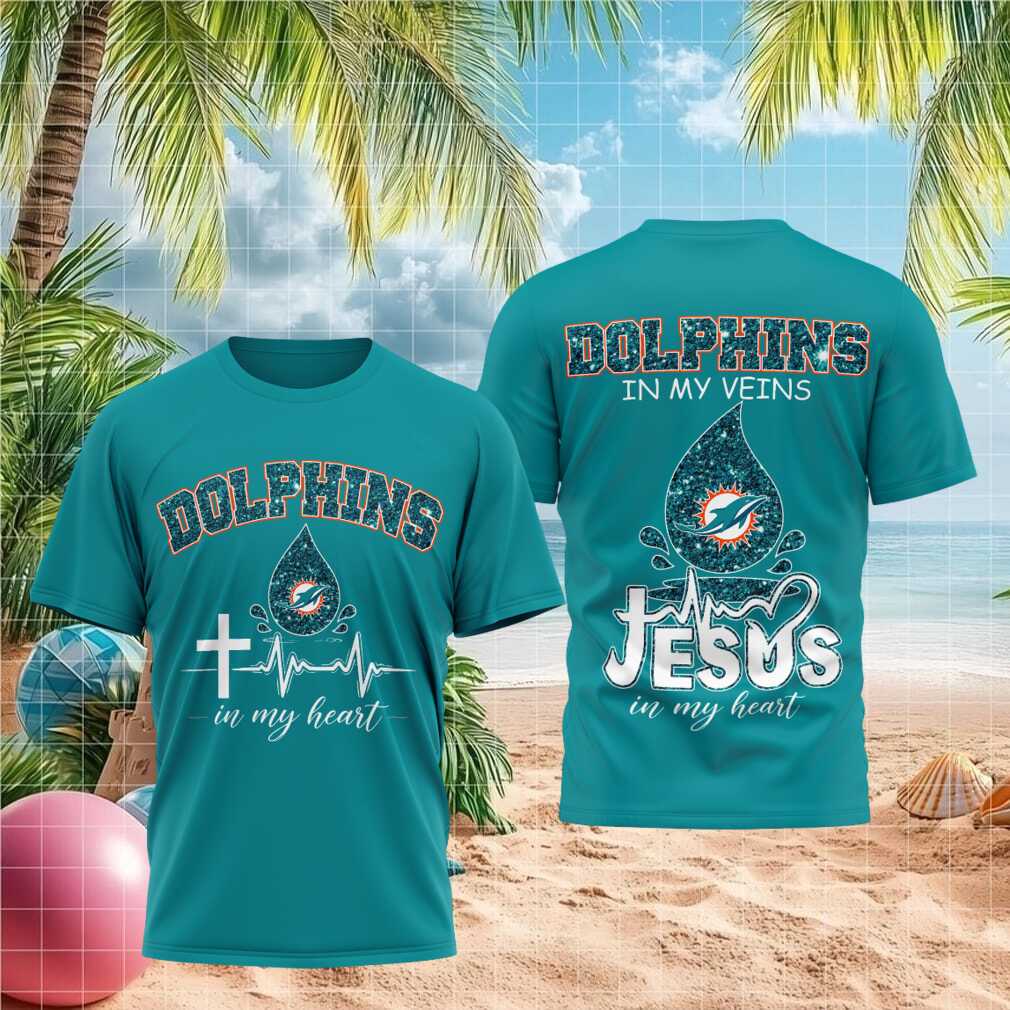 Miami Dolphins Jesus In My Heart Cross Shirt - Limotees LLC