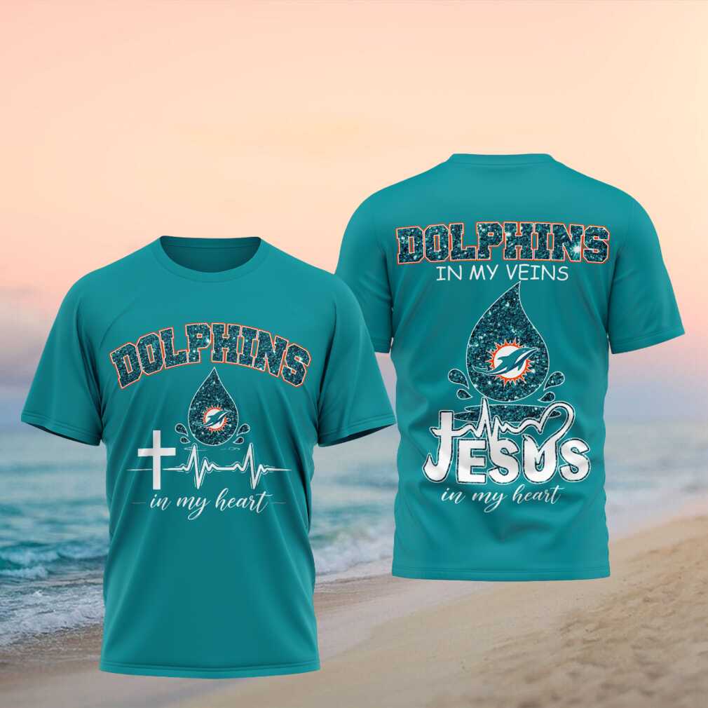 Miami Dolphins Jesus In My Heart Cross Shirt - Limotees LLC
