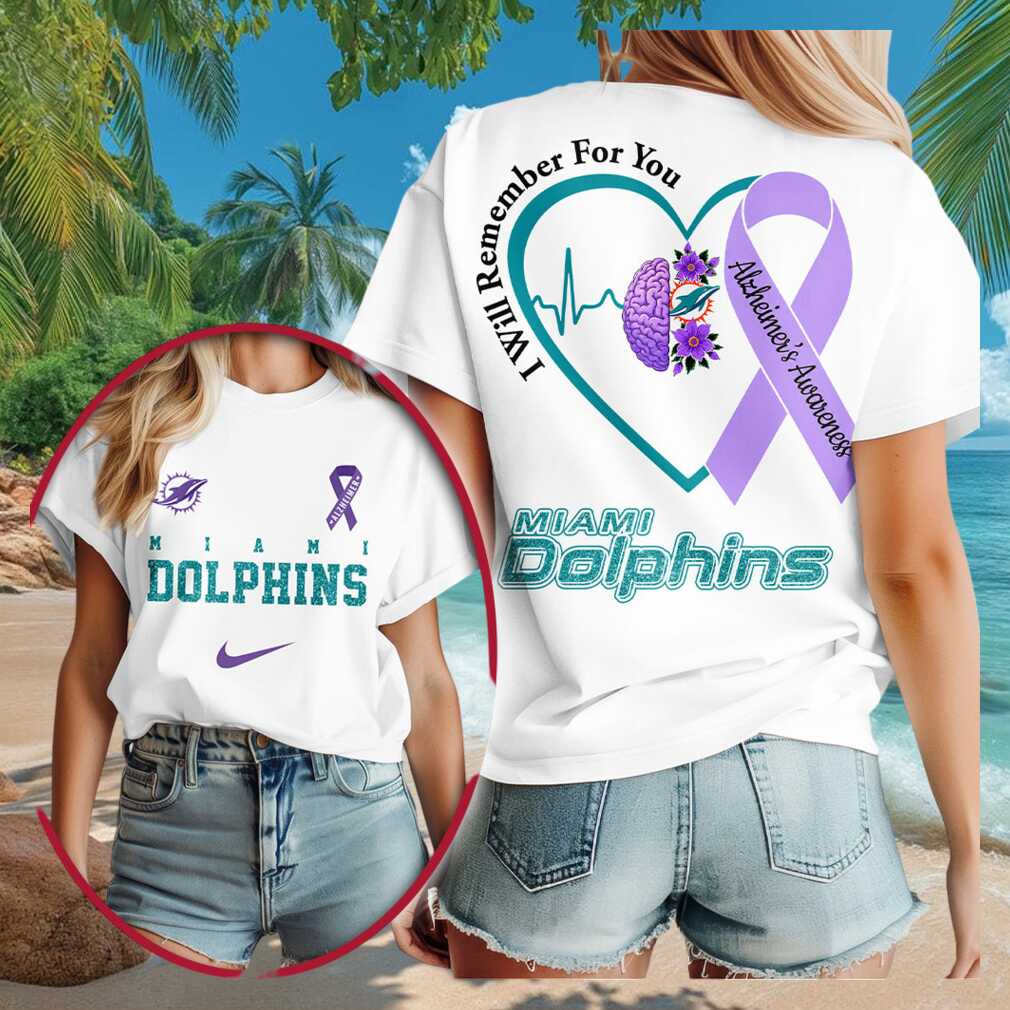 Miami Dolphins NFL Football Team Alzheimer's Awareness Purple Ribbon Women Shirt