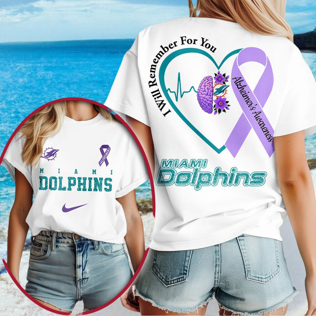 Miami Dolphins NFL Football Team Alzheimer's Awareness Purple Ribbon Women Shirt