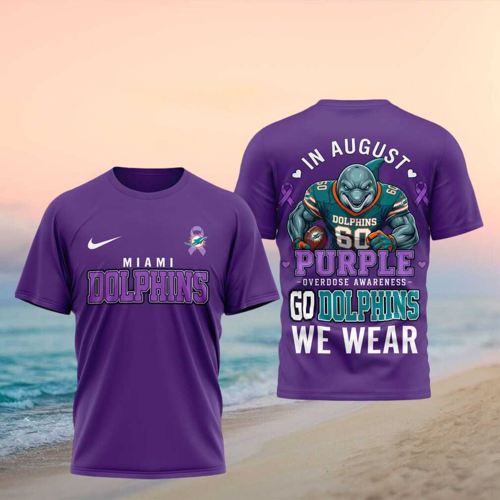 Miami Dolphins Shark Mascot Awareness Purple Shirt