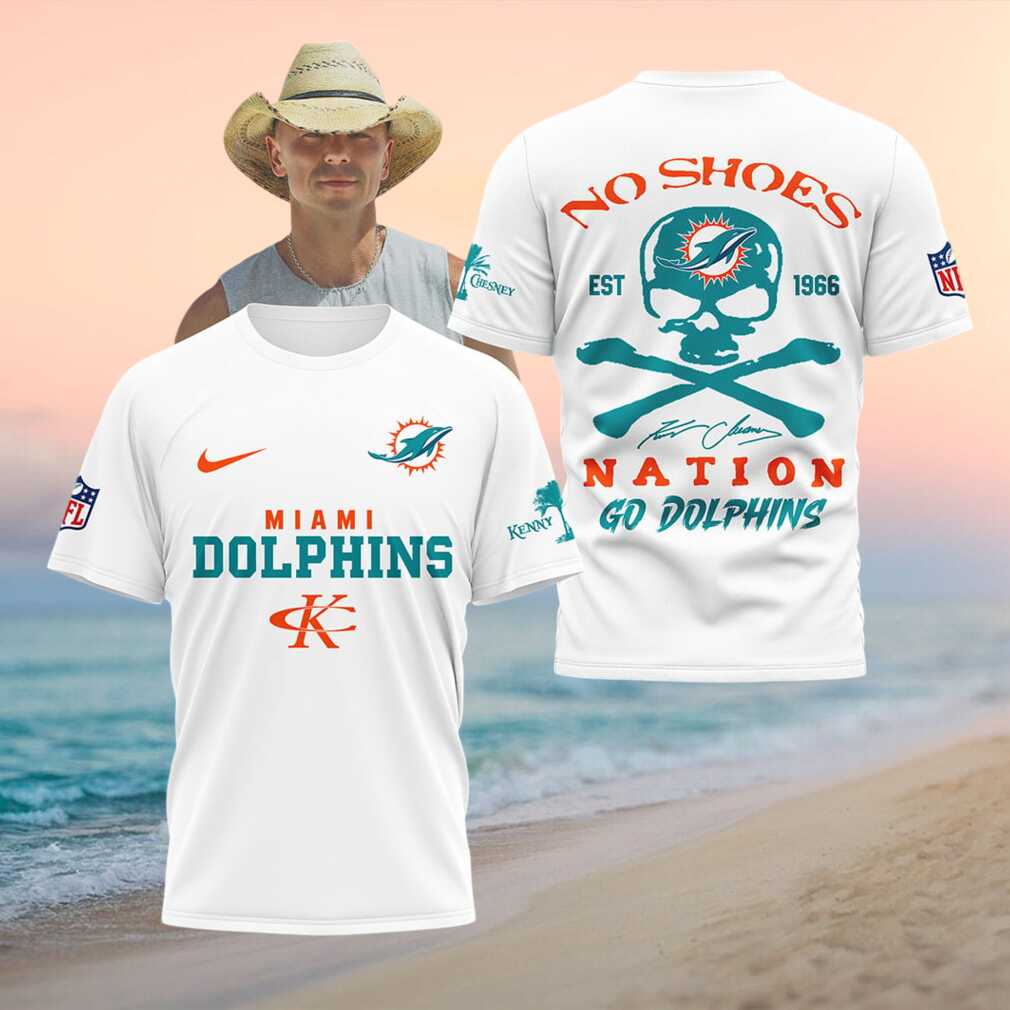 Miami Dolphins Skull No Shoes Nation Kenny Chesney Football Shirt - Limotees LLC