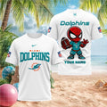 Miami Dolphins Spider Superhero Custom Name Football T Shirt