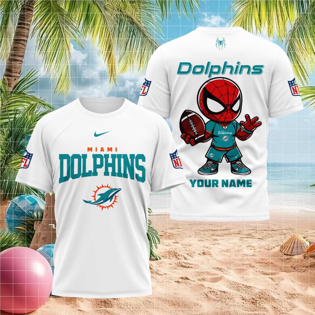 Miami Dolphins Spider Superhero Custom Name Football T Shirt