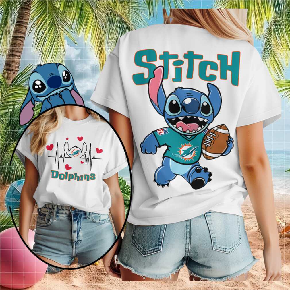 Miami Football Stitch Mascot Dolphin Heartbeat Shirt