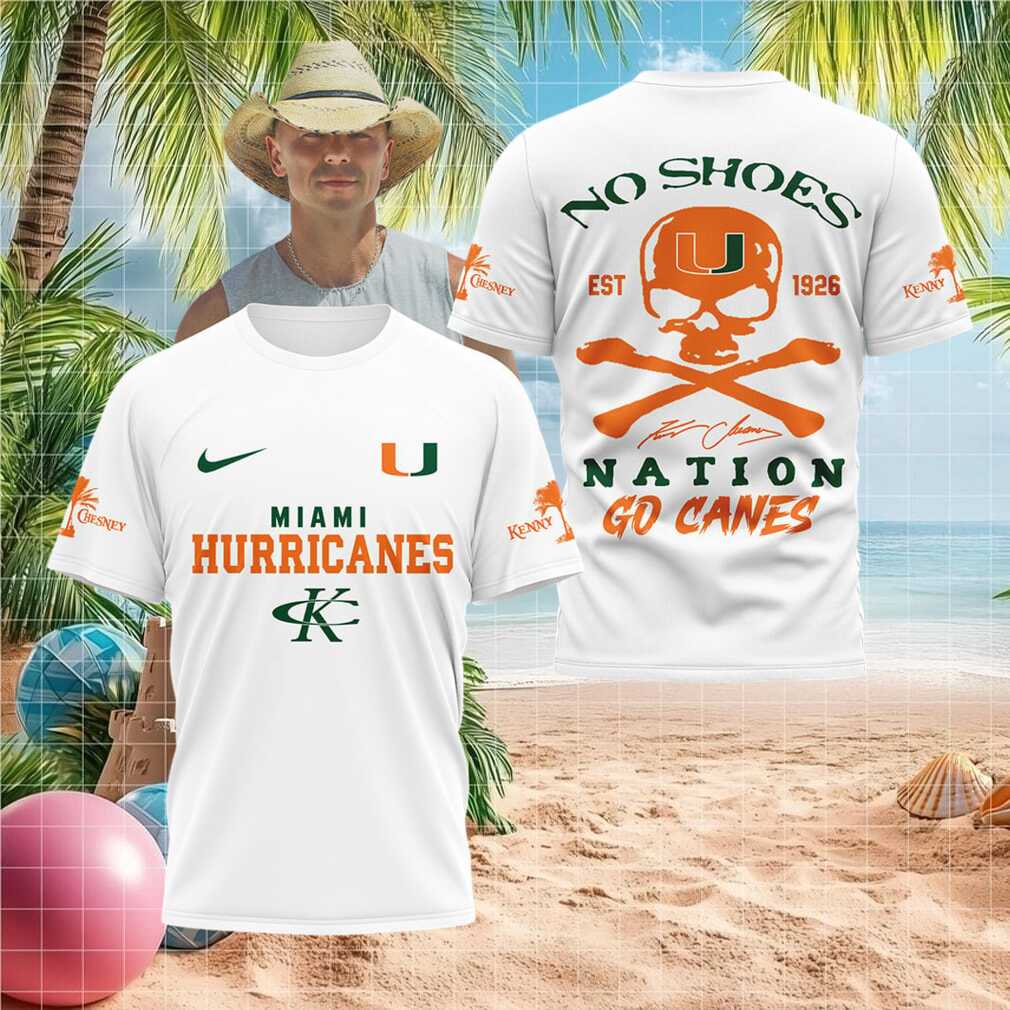 Miami Hurricanes No Shoes Nation Skull Shirt Kenny Chesney College Shirt
