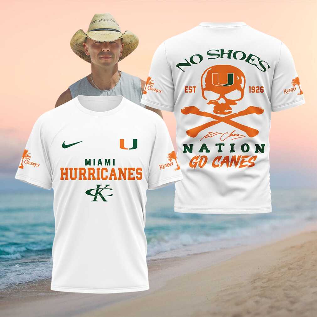 Miami Hurricanes No Shoes Nation Skull Shirt Kenny Chesney College Shirt