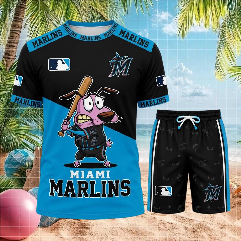 Miami Marlins Courage The Cowardly Dog Baseball Shirt
