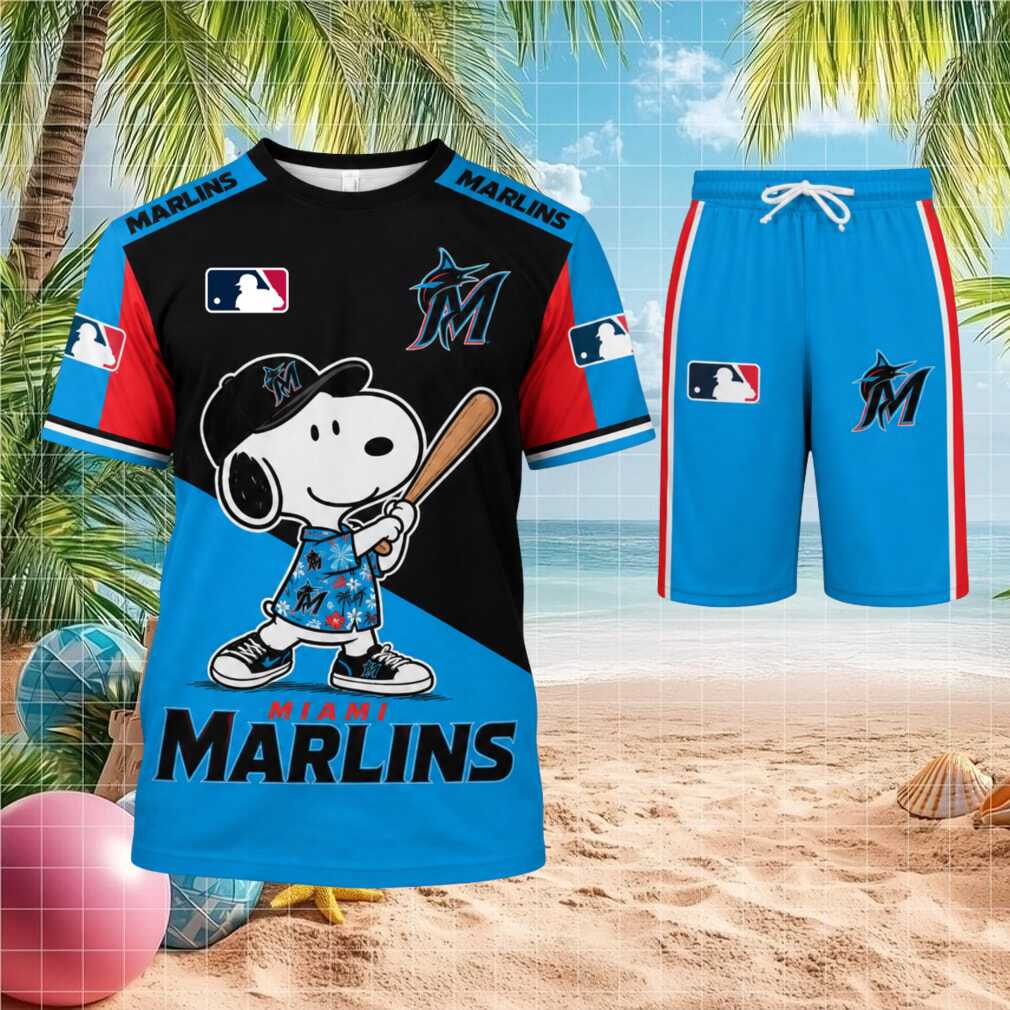 Miami Marlins Snoopy Baseball Cartoon Character Shirt