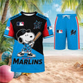 Miami Marlins Snoopy Baseball Cartoon Character Shirt