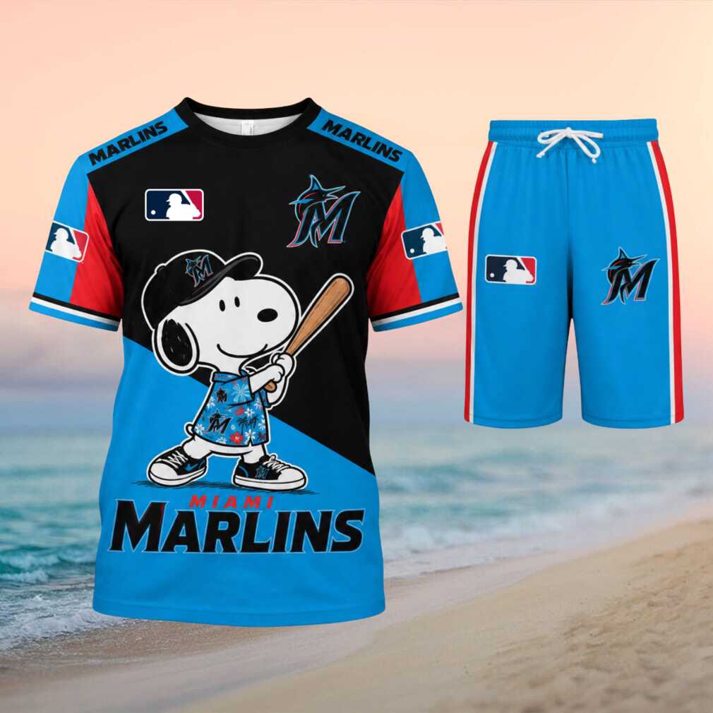Miami Marlins Snoopy Baseball Cartoon Character Shirt
