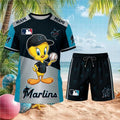 Miami Marlins Tweety Bird Baseball Outfit Shorts Shirt