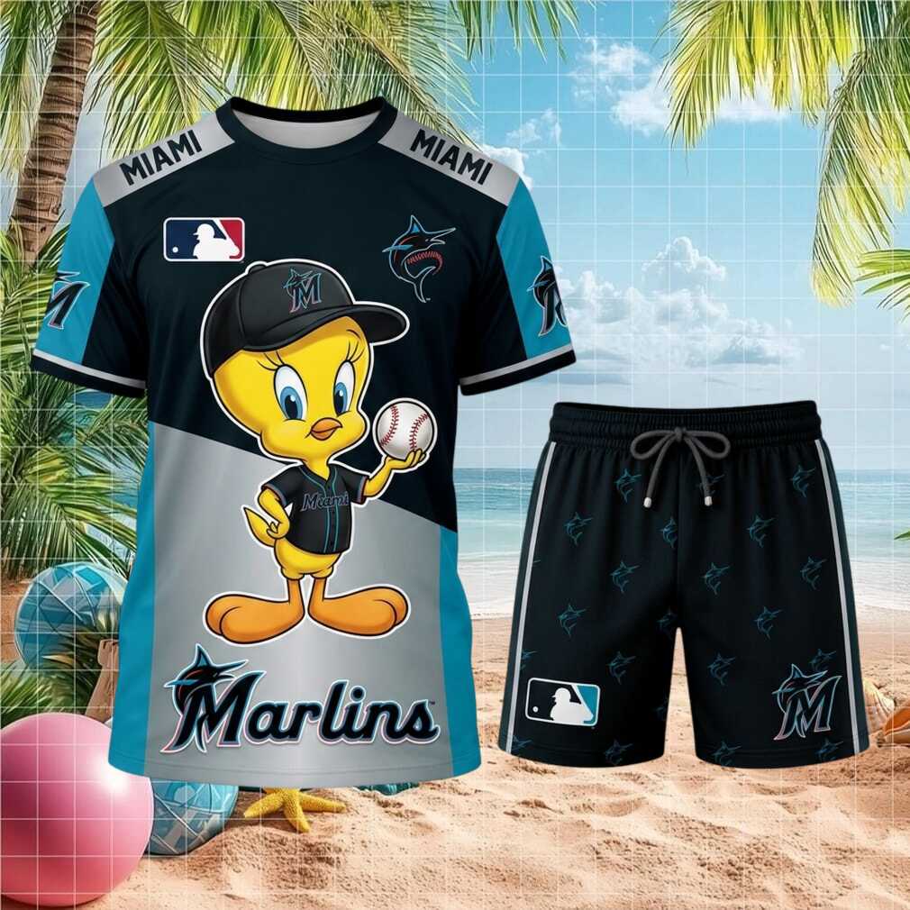 Miami Marlins Tweety Bird Baseball Outfit Shorts Shirt